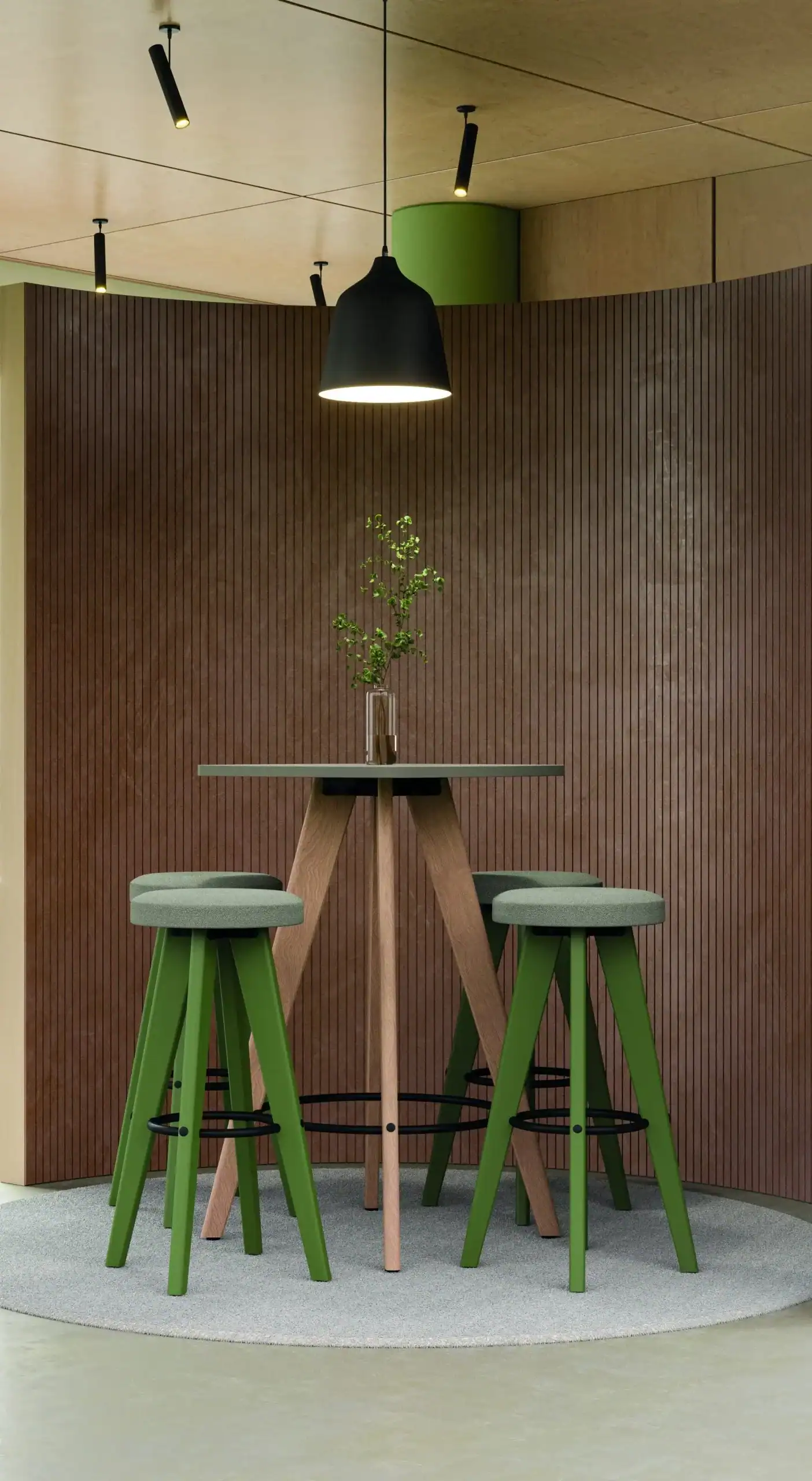 Stylish tall small round top table with stools