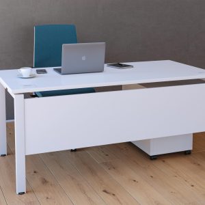 white desk with squared design